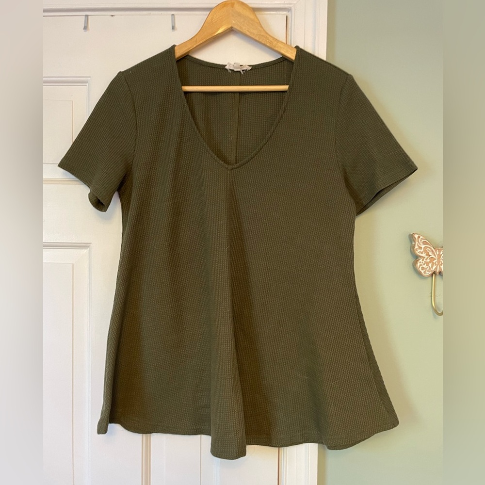 Short Sleeve La Miel Top Tunic Flare V Neck Large